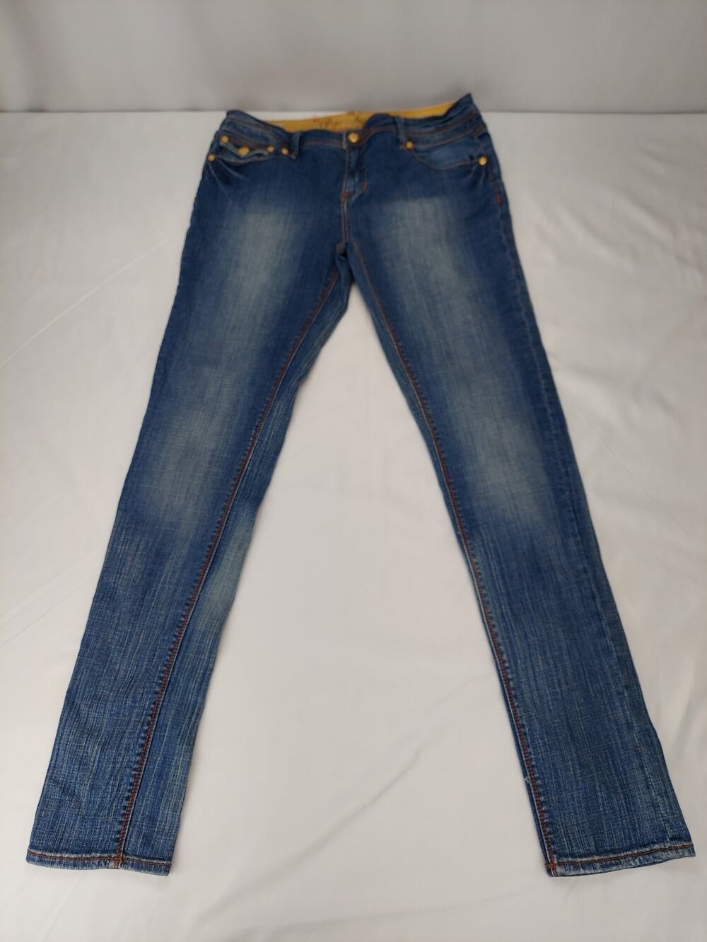 Pepe Jeans Skinny Y2K Vintage Women's Medium Wash Jeans With Gold Buttons 32x33